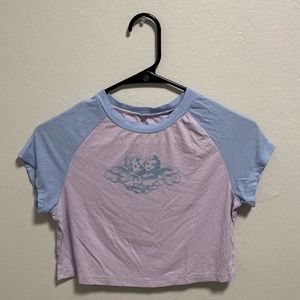 figure print colorblock crop tee